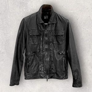 ORTHODOX Greyish-Black Leather Mens Jacket